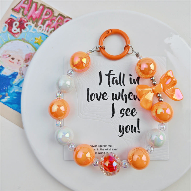 Internet celebrity fig beads electroplated bow bead string mobile phone case ornaments luggage accessories car key chain pendants