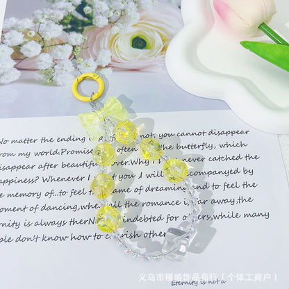 New high-transparency fig mobile phone chain pendant, candy-colored bead string key, earphone bag pendant, creative couple accessories.
