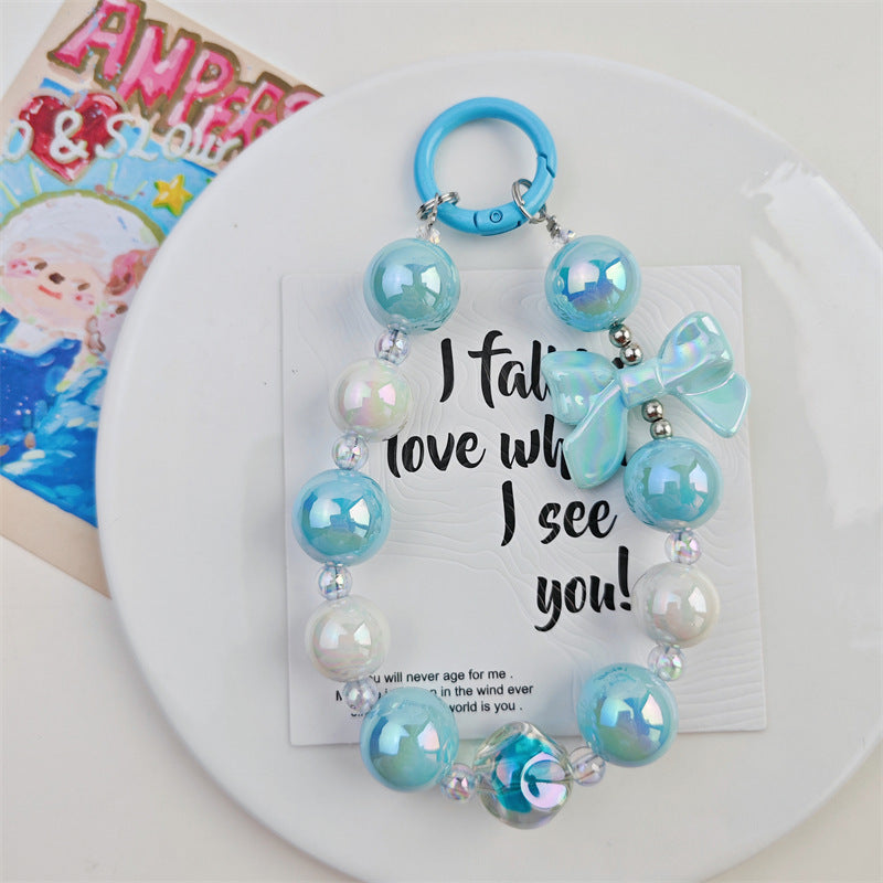 Internet celebrity fig beads electroplated bow bead string mobile phone case ornaments luggage accessories car key chain pendants