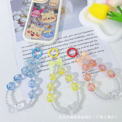 New high-transparency fig mobile phone chain pendant, candy-colored bead string key, earphone bag pendant, creative couple accessories.