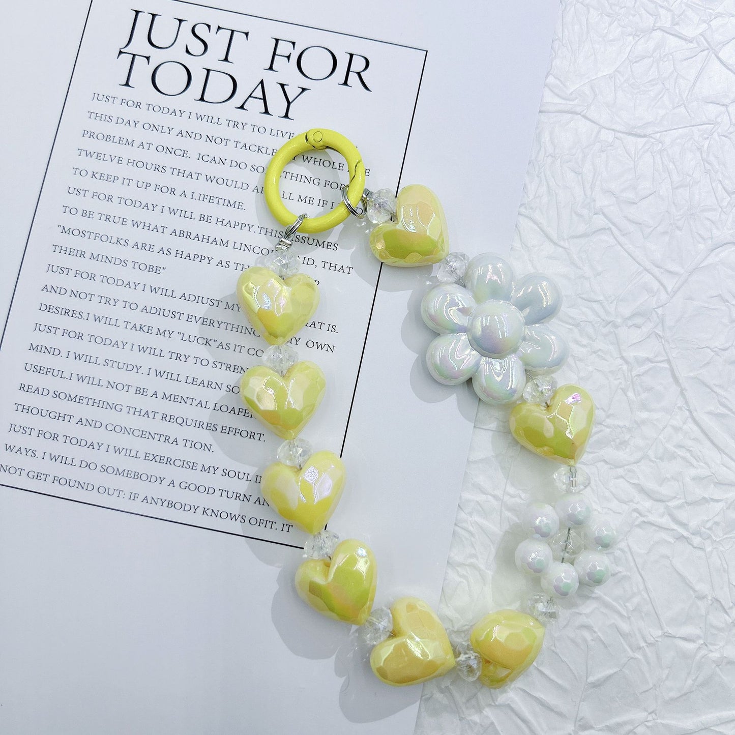 New electroplated love sunflower keychain bead string mobile phone pendant small fresh color bag accessories earphone pendant