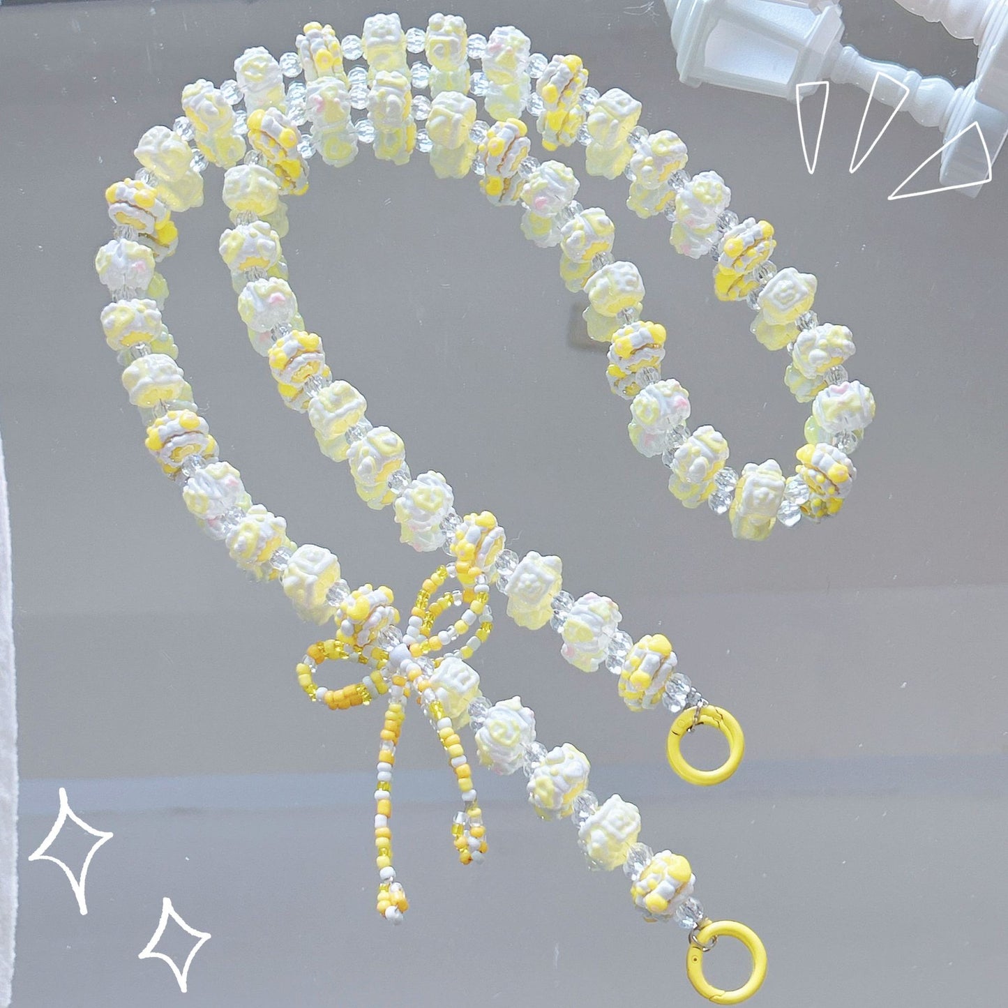 New hand-painted bead string oblique span bag chain long mobile phone chain pendant beaded mobile phone strap extension chain