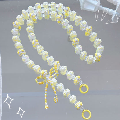 New hand-painted bead string oblique span bag chain long mobile phone chain pendant beaded mobile phone strap extension chain