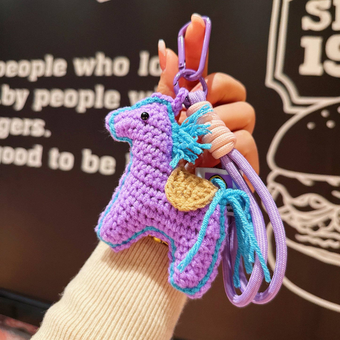 New cartoon horse mascot wool crocheted pony accessories jewelry keychain pendant New Year's gift