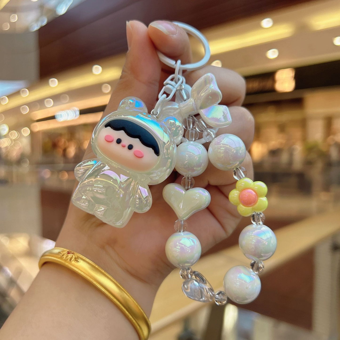 Acrylic glow-in-the-dark frog bead string keychain exquisite and cute mobile phone pendant bag pendant dly
