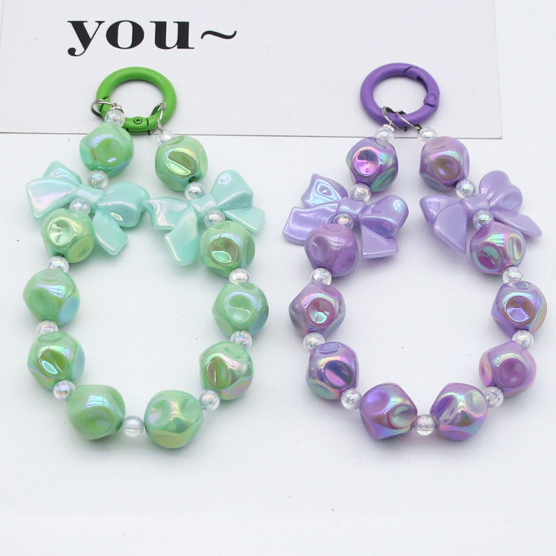 Small fresh candy color fig bead string mobile phone chain pendant headphone bag accessories DIY keychain pendant anti-loss