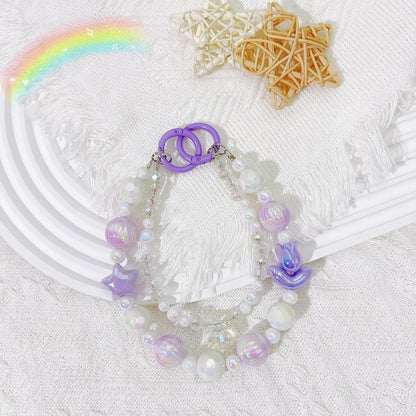 Creative tulip bead string mobile phone chain 16mm smudged pumpkin bead car key pendant small fresh crystal chain