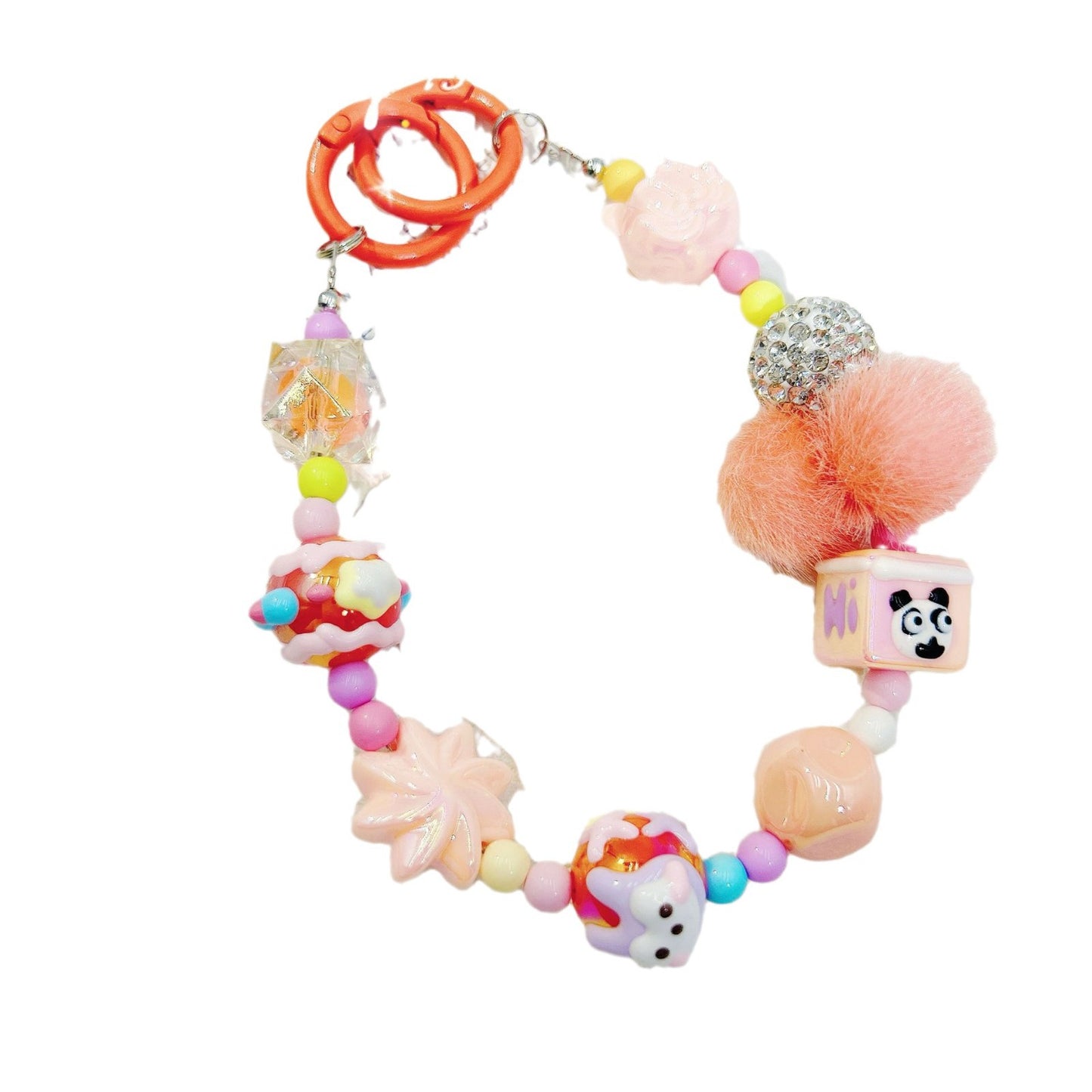 New autumn and winter hairball bead string mobile phone chain exquisite doll mobile phone hanging chain blind box hand-painted bead keychain women's accessories
