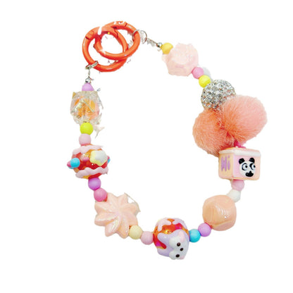 New autumn and winter hairball bead string mobile phone chain exquisite doll mobile phone hanging chain blind box hand-painted bead keychain women's accessories
