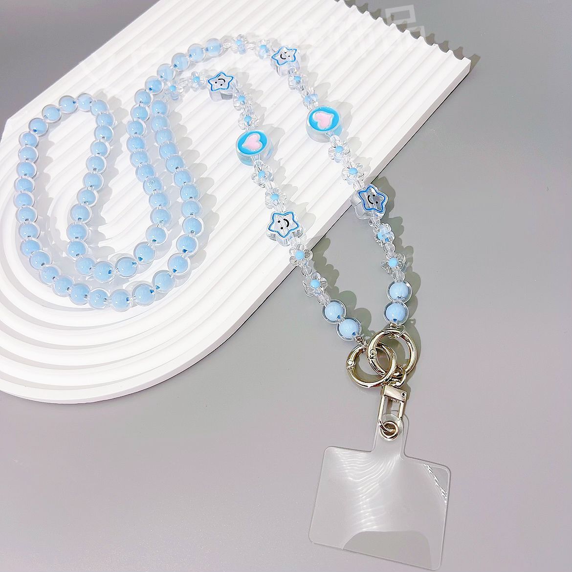 New acrylic bead in bead oblique span chain mobile phone case anti-lost rope oil dripping flower bag pendant bead string jewelry