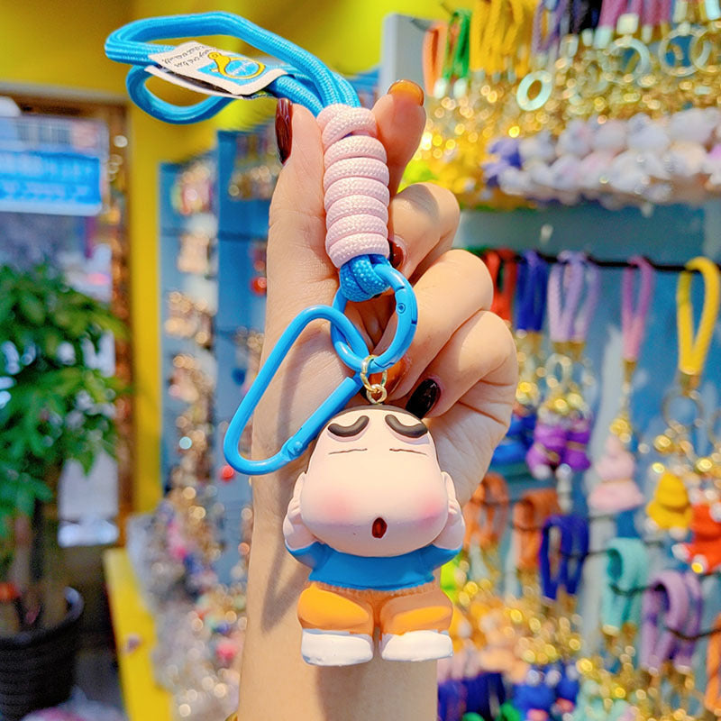 Creative cartoon crayon small new keychain cute exquisite doll women's wrist rope anti-lost chain bag mobile phone pendant