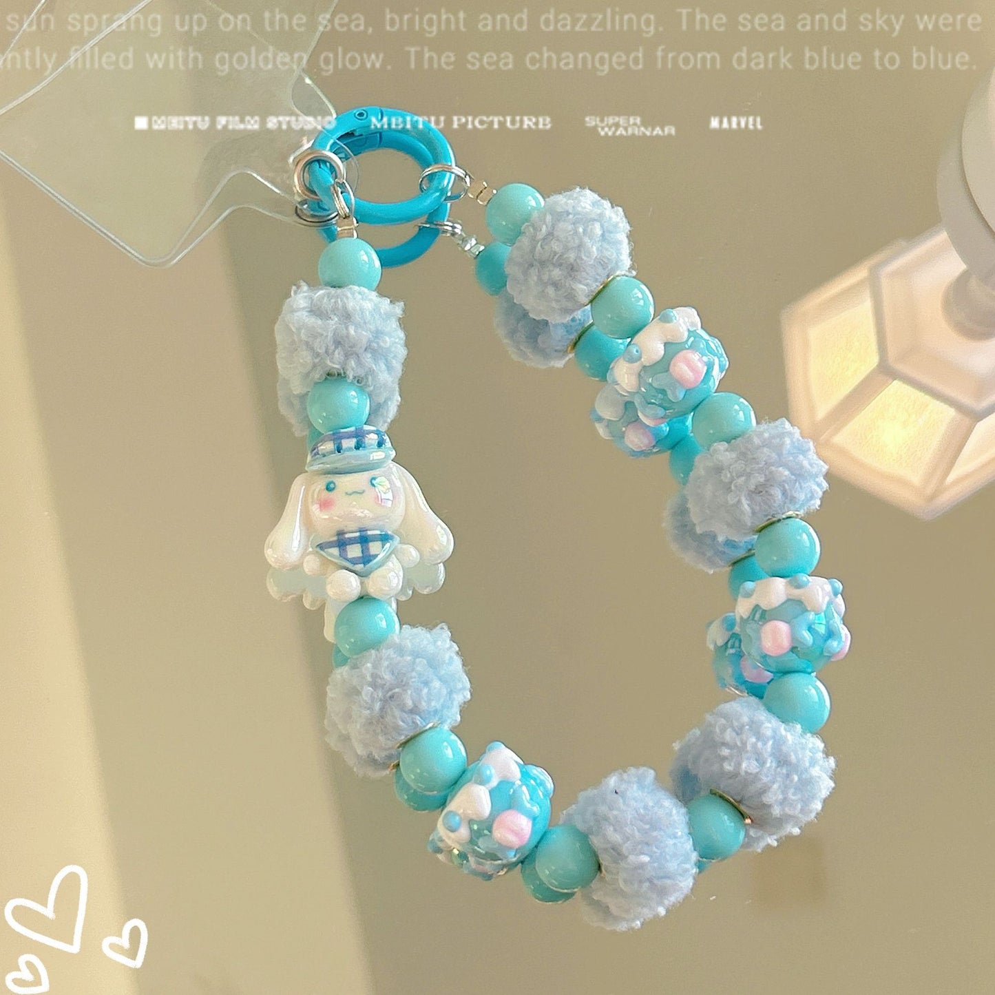 Autumn and winter hairball beads string mobile phone chain Sanrio cute car keychain mobile phone case pendant bag decoration wholesale