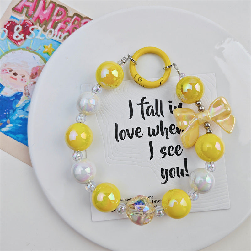 Internet celebrity fig beads electroplated bow bead string mobile phone case ornaments luggage accessories car key chain pendants