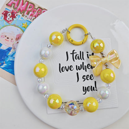 Internet celebrity fig beads electroplated bow bead string mobile phone case ornaments luggage accessories car key chain pendants