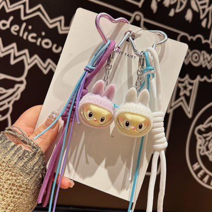 Cross-border cartoon flocked rabub backpack pendant doll desktop three-dimensional ornament keychain pendant couple gift