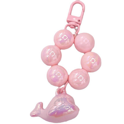 New electroplated cute three-dimensional little dolphin beaded mobile phone chain pendant key pendant luggage accessories student schoolbag