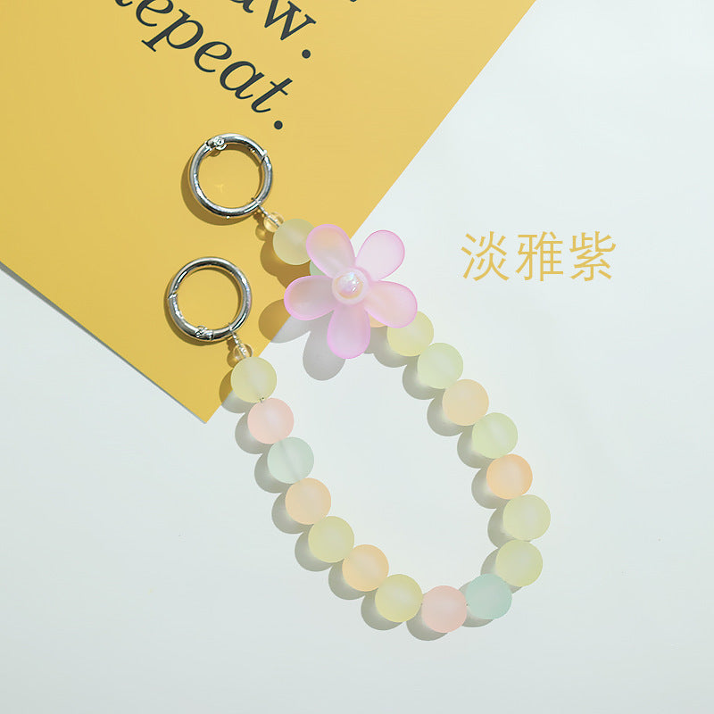 Five-petal flower transparent matte beads mobile phone chain candy beads earphone case accessories DIY water cup portable chain accessories