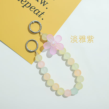 Five-petal flower transparent matte beads mobile phone chain candy beads earphone case accessories DIY water cup portable chain accessories