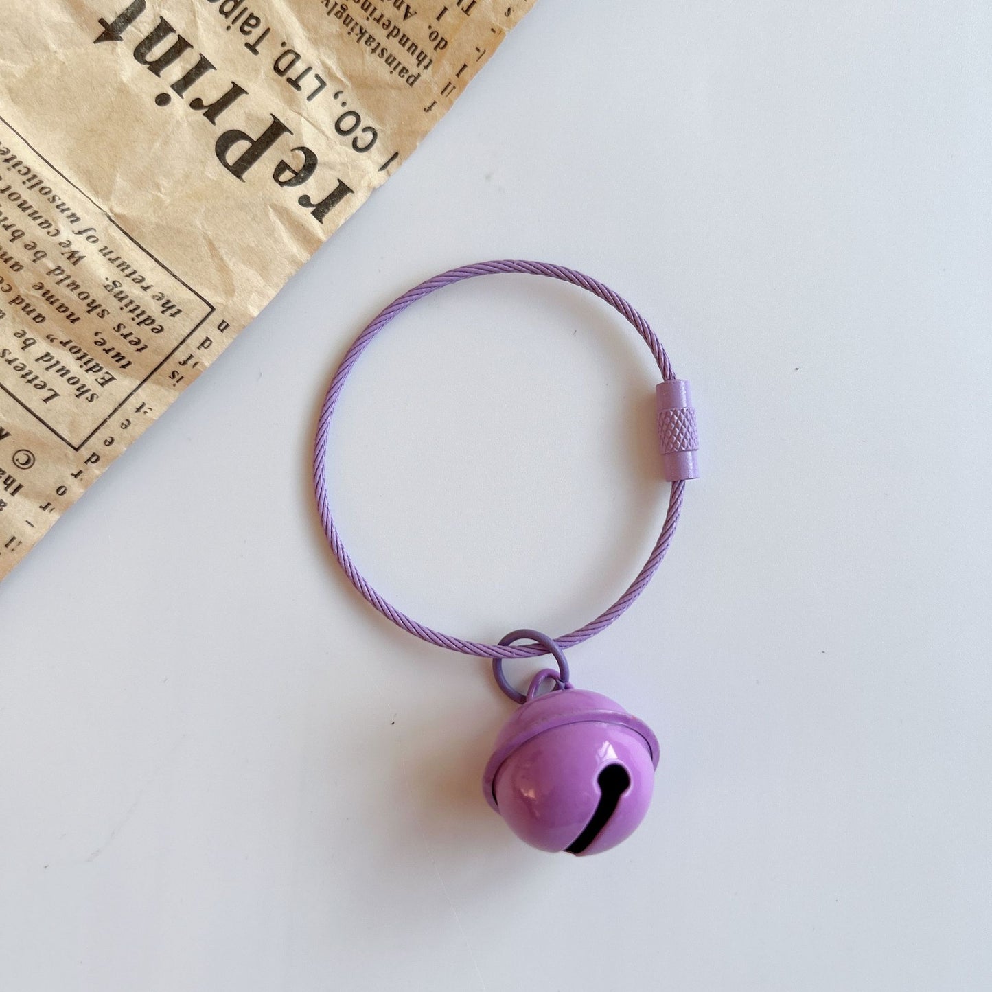 Color paint wire rope keychain 22mm bell, key ring DIY handmade accessories creative small gifts