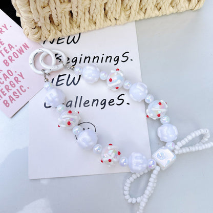 Creative cheese bead string mobile phone chain, Xiaohongshu same mobile phone case, car keychain, bag anti-loss bead string pendant