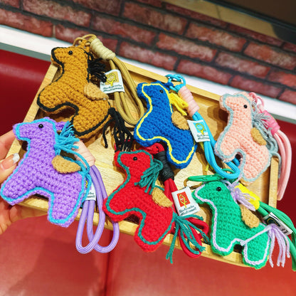 New cartoon horse mascot wool crocheted pony accessories jewelry keychain pendant New Year's gift