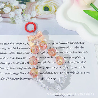 New high-transparency fig mobile phone chain pendant, candy-colored bead string key, earphone bag pendant, creative couple accessories.