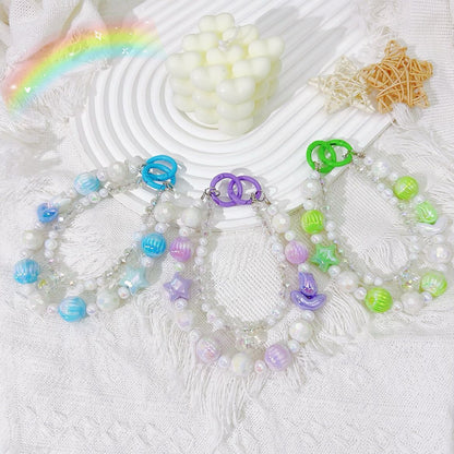 Creative tulip bead string mobile phone chain 16mm smudged pumpkin bead car key pendant small fresh crystal chain