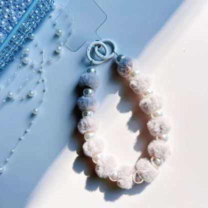 Winter new pom-pom bead string mobile phone chain high-end exquisite mobile phone case bag pendant bag extension chain jewelry