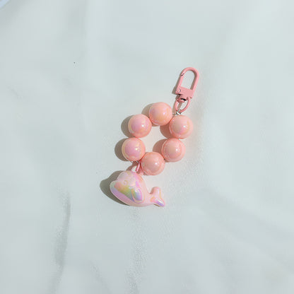 New electroplated cute three-dimensional little dolphin beaded mobile phone chain pendant key pendant luggage accessories student schoolbag