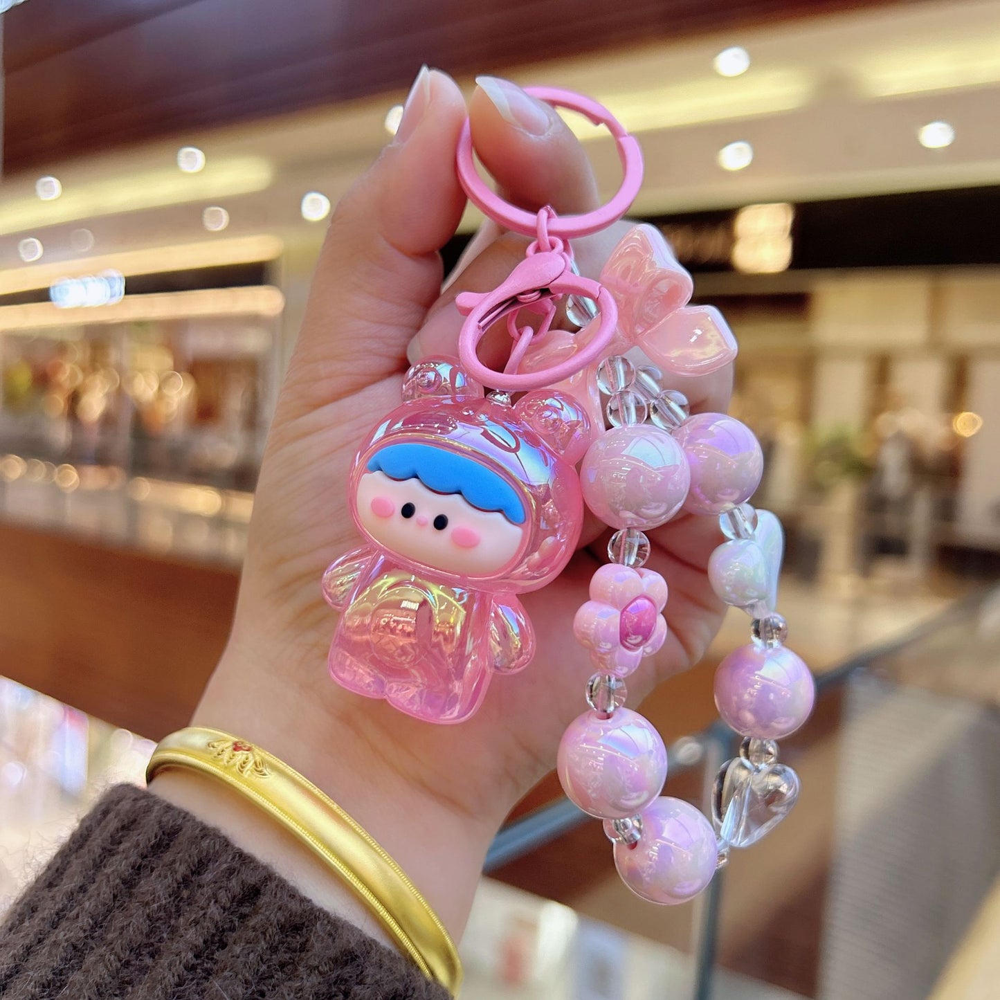 Acrylic glow-in-the-dark frog bead string keychain exquisite and cute mobile phone pendant bag pendant dly