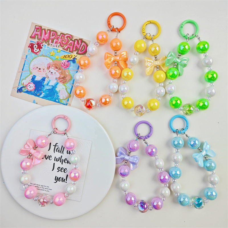 Internet celebrity fig beads electroplated bow bead string mobile phone case ornaments luggage accessories car key chain pendants