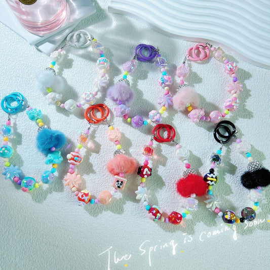 New autumn and winter hairball bead string mobile phone chain exquisite doll mobile phone hanging chain blind box hand-painted bead keychain women's accessories
