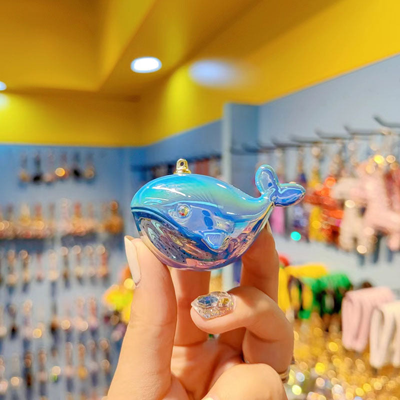 Cartoon Internet celebrity explosion electroplating color whale keychain car key chain couple bag pendant small gift