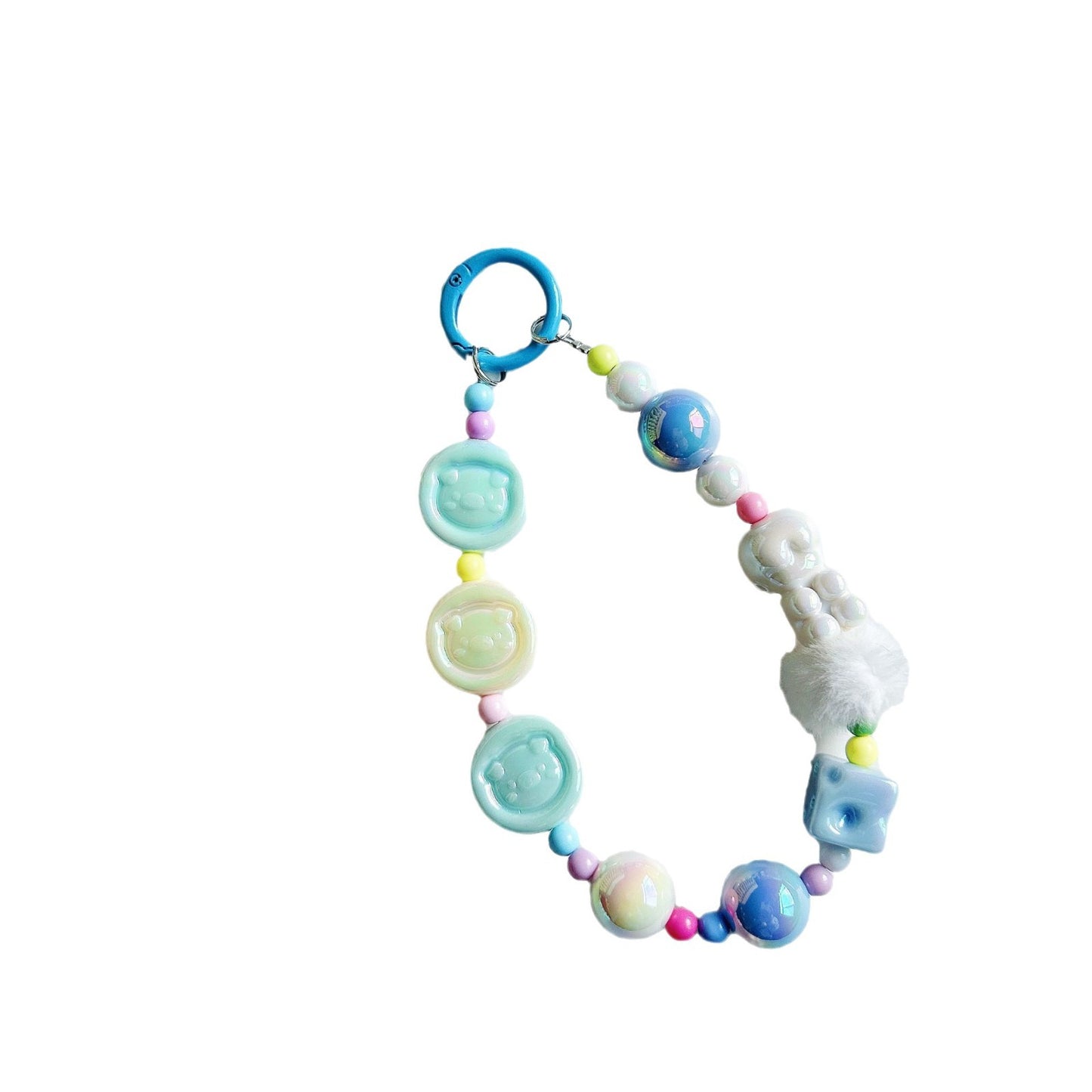 Autumn and winter new pig calcium tablets mobile phone chain colored rice bead string pendant car keychain earphone bag accessories