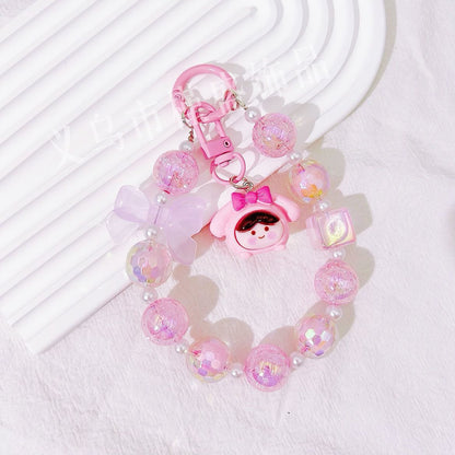 Cartoon three-dimensional cute particle, mobile phone chain pendant, straight hole bead string, student schoolbag, pendant, blind box, gift key hook