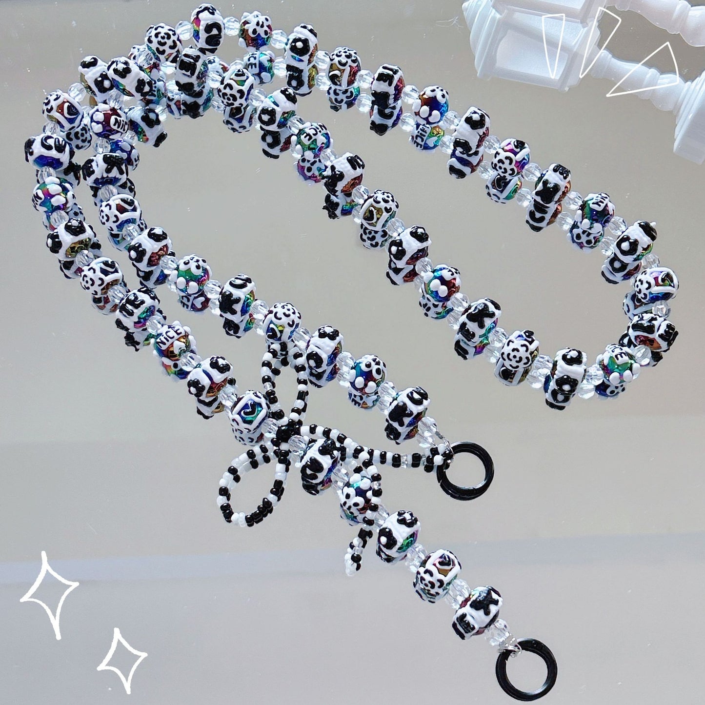 New hand-painted bead string oblique span bag chain long mobile phone chain pendant beaded mobile phone strap extension chain