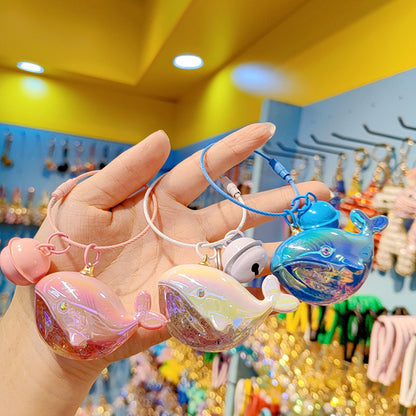 Cartoon Internet celebrity explosion electroplating color whale keychain car key chain couple bag pendant small gift