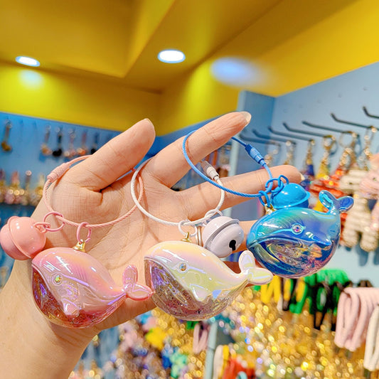 Cartoon Internet celebrity explosion electroplating color whale keychain car key chain couple bag pendant small gift