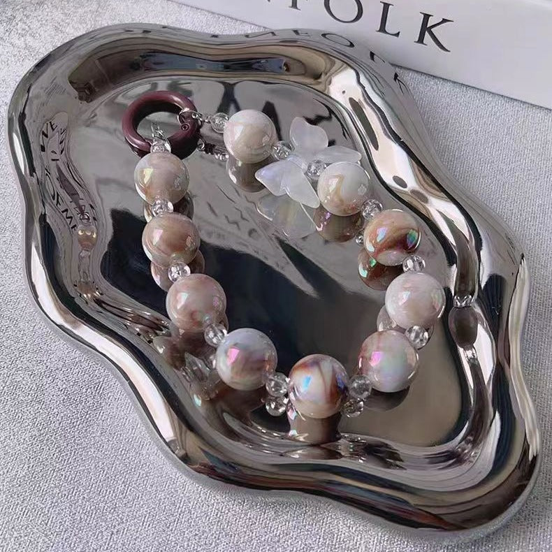 New Korean style ins mixed color bow bead string mobile phone case pendant, bag, key pendant DIY gradual change beads