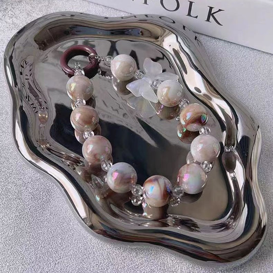 New Korean style ins mixed color bow bead string mobile phone case pendant, bag, key pendant DIY gradual change beads