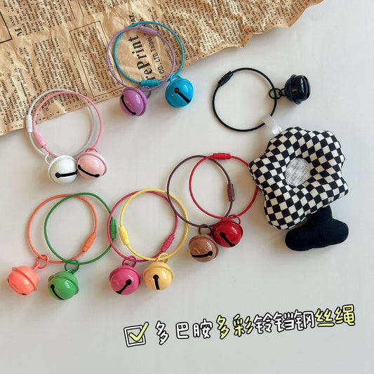 Color paint wire rope keychain 22mm bell, key ring DIY handmade accessories creative small gifts