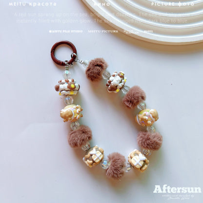 New autumn and winter hairball ring hand-painted beads, mobile phone chain beads, car keychain pendant, bag accessories, live broadcast of the same style