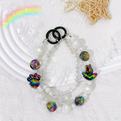 Creative tulip bead string mobile phone chain 16mm smudged pumpkin bead car key pendant small fresh crystal chain