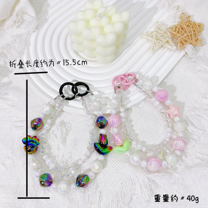 Creative tulip bead string mobile phone chain 16mm smudged pumpkin bead car key pendant small fresh crystal chain