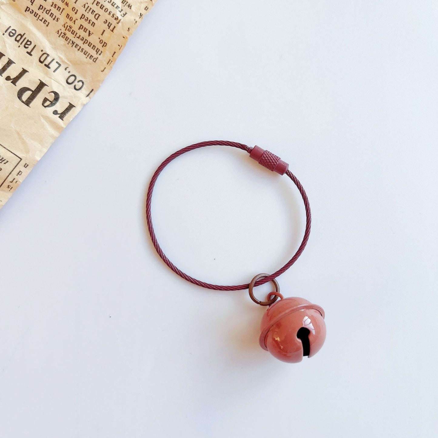 Color paint wire rope keychain 22mm bell, key ring DIY handmade accessories creative small gifts