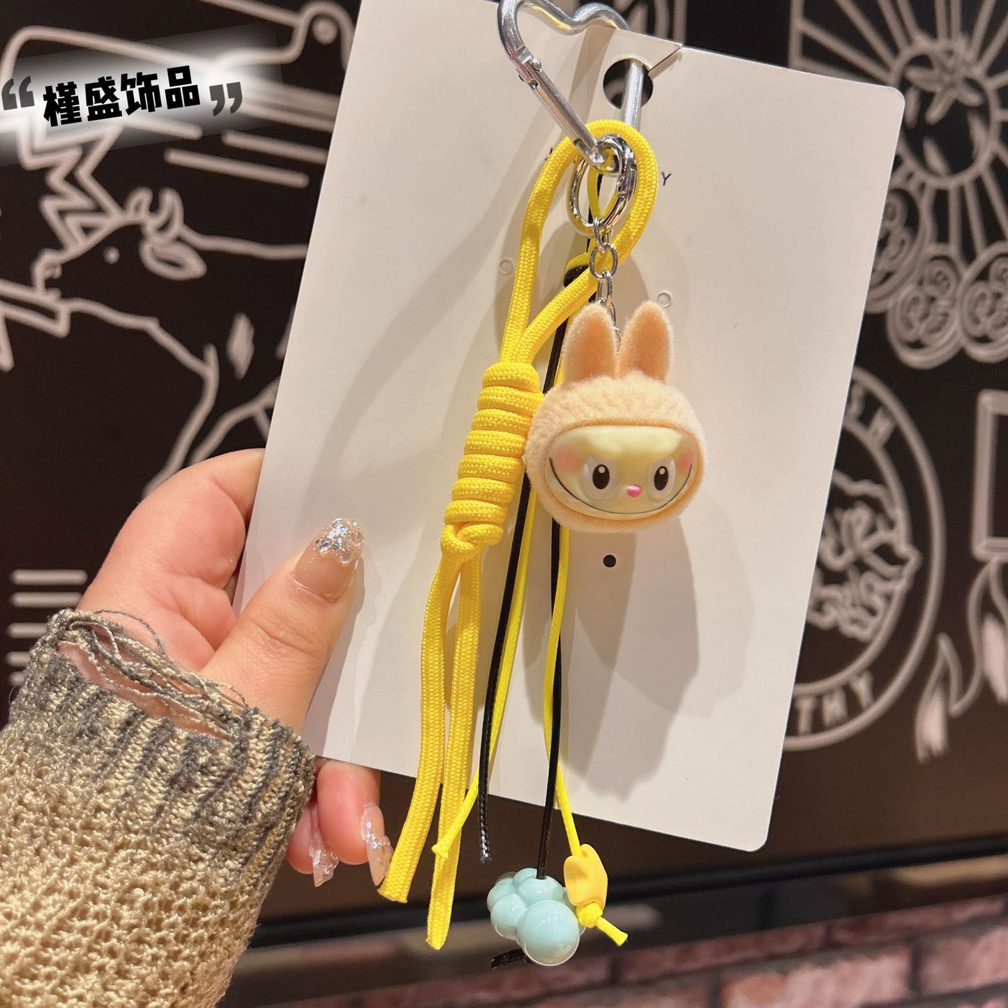 Cross-border cartoon flocked rabub backpack pendant doll desktop three-dimensional ornament keychain pendant couple gift