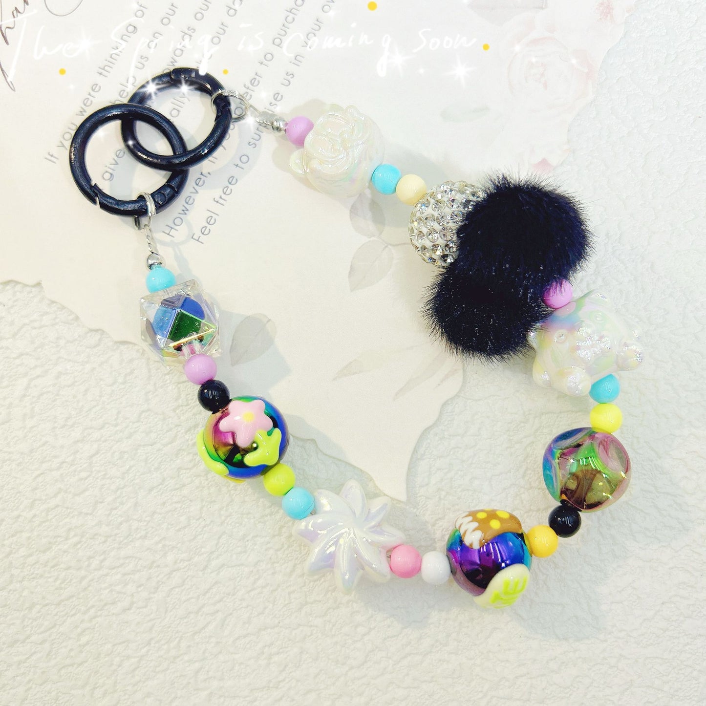 New autumn and winter hairball bead string mobile phone chain exquisite doll mobile phone hanging chain blind box hand-painted bead keychain women's accessories