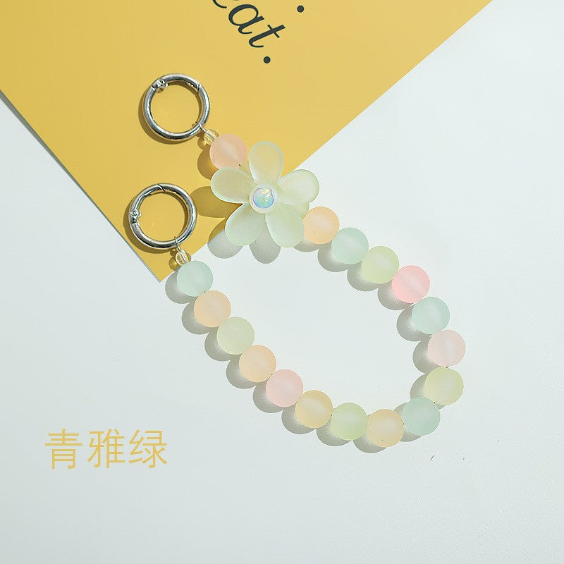Five-petal flower transparent matte beads mobile phone chain candy beads earphone case accessories DIY water cup portable chain accessories