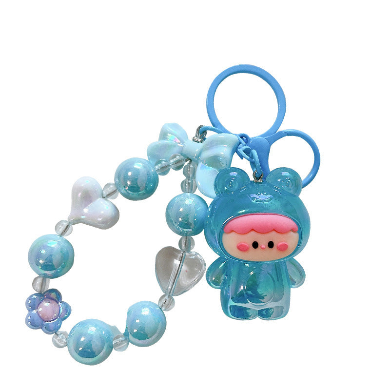 Acrylic glow-in-the-dark frog bead string keychain exquisite and cute mobile phone pendant bag pendant dly