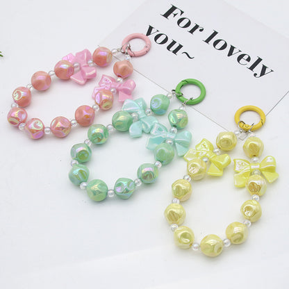 Small fresh candy color fig bead string mobile phone chain pendant headphone bag accessories DIY keychain pendant anti-loss